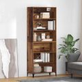 vidaXL Highboard Staré drevo 69,5 x 34 x 180 cm Kompozitné drevo
