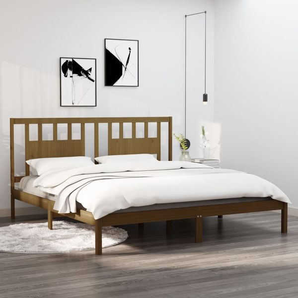 vidaXL Posteľný rám medovo-hnedý borovicový masív 200x200 cm