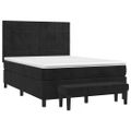 vidaXL Posteľný rám boxspring s matracom čierny 140x190 cm zamat