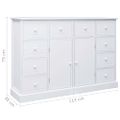 vidaXL Komoda s 10 zásuvkami biela 113x30x79 cm drevená