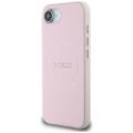 Guess HC MagSafe PU Grained Gold Ring case for iPhone 16e Pink