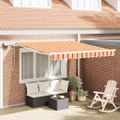 vidaXL Sklopná markíza Žltá a oranžová 350 x 250 cm Tkanina a hliník