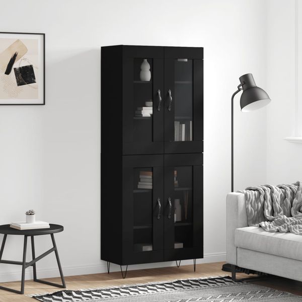 vidaXL Vysoká skrinka čierna 69,5x34x180 cm spracované drevo