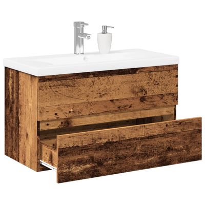 vidaXL skrinka pod umývadlo so vstavaným umývadlom Old Wood
