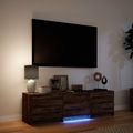 vidaXL TV skriňa s LED 140 x 34 x 40 cm Hnedý dub Konštruované drevo