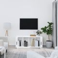 vidaXL TV skrinka lesklá biela 100x35x40 cm spracované drevo