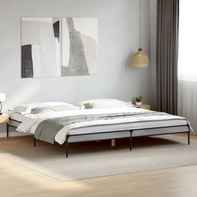 vidaXL Posteľný rám sivý dub sonoma 200x200 cm kompozitné drevo a kov