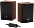 GENIUS repro SP-HF380BT/ 2.0/ Bluetooth/ 3W/ drevené/ farba drevo Reproduktory, 2.0, 3W, Bluetooth 5.0, 3,5 mm jack, drevené, USB napájenie, hnedo-čierne