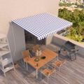 vidaXL Automatická zaťahovacia markíza 450x300 cm modro-biela