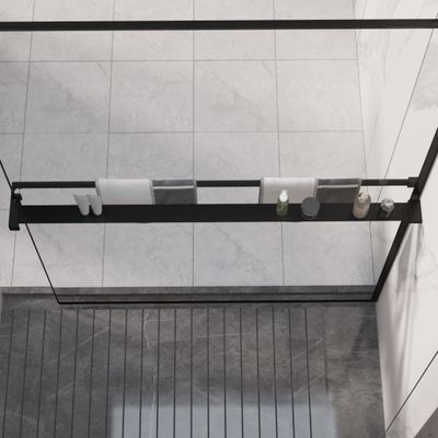 vidaXL Sprchová polica pre sprchovú stenu čierna 115 cm hliník
