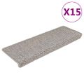 vidaXL Samolepiace nášľapy na schody Sisal 15 ks 65x21x4 cm strieborné