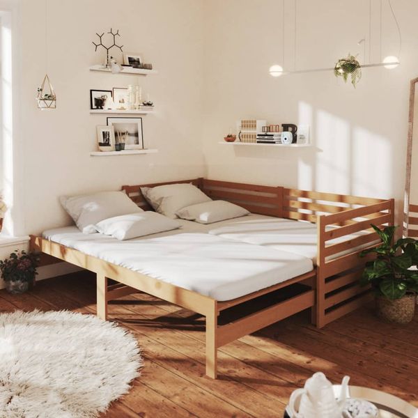 vidaXL Rozkladacia denná posteľ medovohnedá borovica 2x(90x200) cm