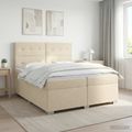 vidaXL Posteľ boxspring s matracom Krémová 200 x 200 cm Látka