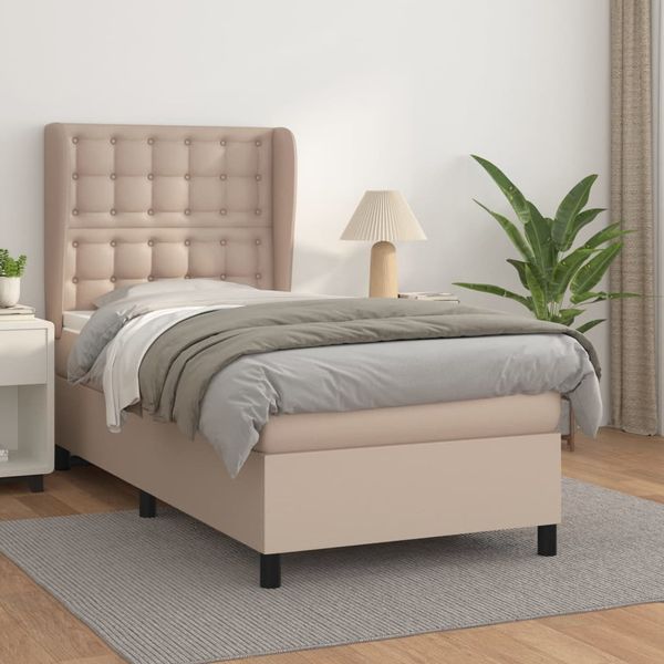 vidaXL Boxspring posteľ s matracom kapučínová 100x200 cm umelá koža