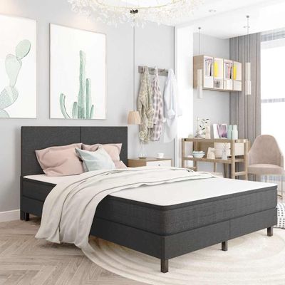 vidaXL Rám na boxspring posteľ, sivý, látka 140x200 cm