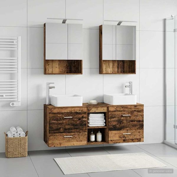 vidaXL Sada kúpeľňového nábytku 5 pcs Staré drevo