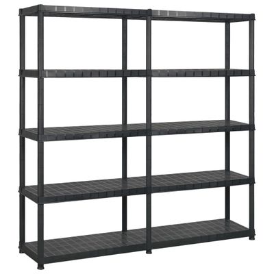 vidaXL Regál s 5 úložnými poličkami čierny 170x40x185 cm plastový
