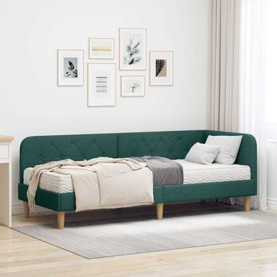 vidaXL Rohový rám postele Tmavozelená 80 x 200 cm látka