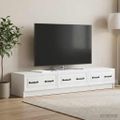 vidaXL TV skrinka 147 x 34,5 x 27 cm Biela s vysokým leskom