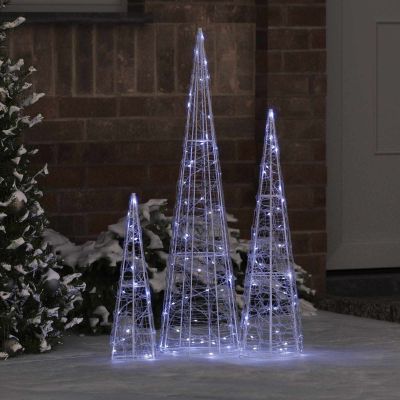 vidaXL Vianočný stromček 3 pcs Studená biela 20 x 20 x 80 cm Akryl
