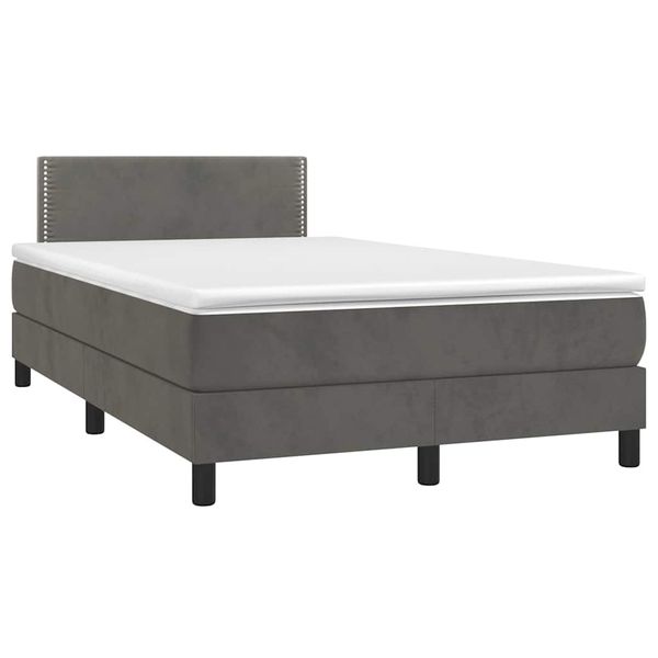 vidaXL Boxspring posteľ s matracom a LED, tmavosivá 120x190 cm, zamat