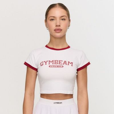 Dámske tričko Varsity White - GymBeam, veľkosť L, 75% nylón, 25% elastan