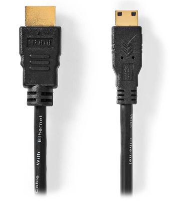 NEDIS High Speed HDMI 1.4 kábel s ethernetom/ 4K@30Hz/ pozlátené konektory HDMI-mini HDMI/ čierny/ bulk/ 3m Kábel, High Speed, s ethernetom, zástrčka HDMI, zástrčka mini HDMI, 4K, 3m, čierny, bulk