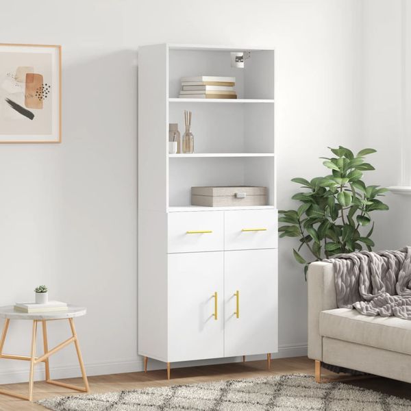 vidaXL Vysoká skrinka biela 69,5x34x180 cm spracované drevo