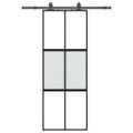 vidaXL Posuvné dvere s kovaním čierne 76x205 cm tvrdené sklo