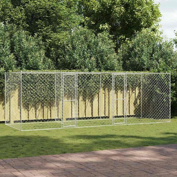 vidaXL Klietka pre psa Strieborná 600 x 200 x 200 cm Pozinkovaná oceľ