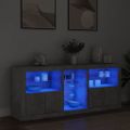 vidaXL Komoda s LED svetlami betónovo-sivá 162x37x67 cm