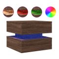 vidaXL Konferenčný stolík s LED svetlami hnedý dub 50x50x40 cm
