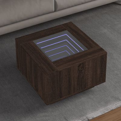 vidaXL Konferenčný stolík+LED, hnedý dub 60x60x40 cm, kompozitné drevo