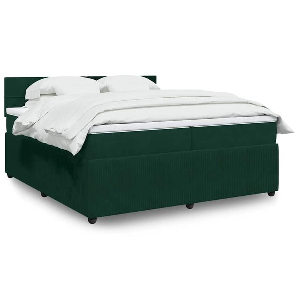 vidaXL Posteľný rám boxsping s matracom tmavozelený 200x200 cm zamat