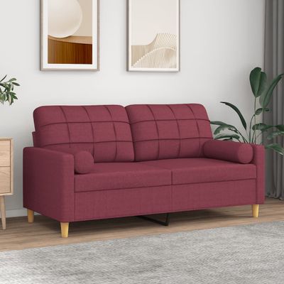 vidaXL 2-miestna pohovka s vankúšmi vínovočervená 140 cm látka