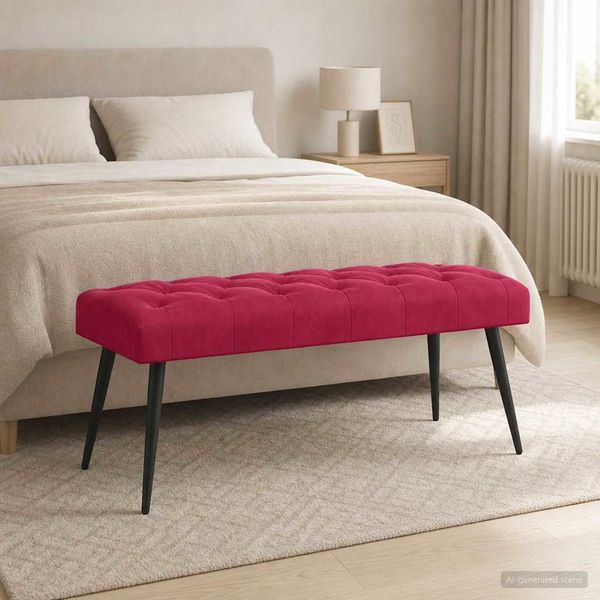 vidaXL Lavica s gombíkovým prešívaním Víno červené 110 x 40 x 46 cm