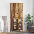 vidaXL Highboard Staré drevo 69,5 x 34 x 180 cm Kompozitné drevo