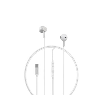 Káblové slúchadlá Devia Smart M2 Digital Metal USB-C strieborná