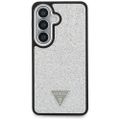 Puzdro Guess Fixed Glitter Triangle MagSafe pre Samsung Galaxy S26 strieborné