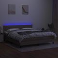 vidaXL Posteľ boxsping s matracom a LED sivohnedá 180x200 cm látka