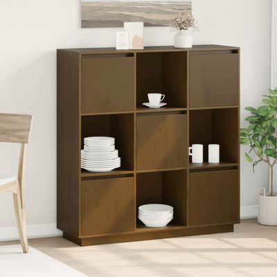 vidaXL Vysoká skrinka medovo-hnedá 110,5x35x117 cm masívna borovica