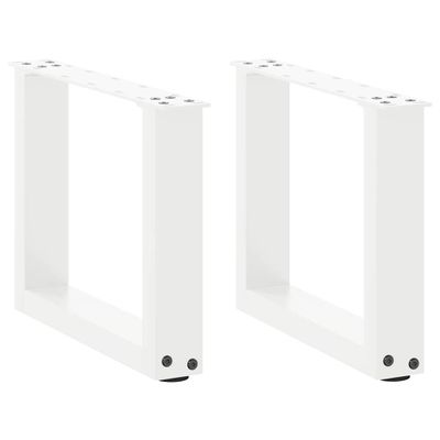 vidaXL Nohy konferenčného stolíka v tvare U, 2 ks, biele, 40 x (30-31) cm, oceľové