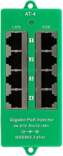 MaxLink Gigabitový 4-portový PoE panel, 802.3af/at