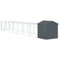 vidaXL Búda pre psa so strechou antracitová 117x813x123 cm pozin. oceľ