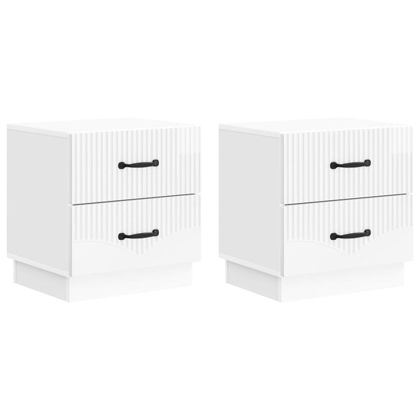 vidaXL Nočný stolík 2 pcs Biela s vysokým leskom 43 x 34,5 x 44,5 cm