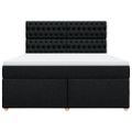 vidaXL Posteľný rám boxspring s matracom čierny 180x200 cm látka
