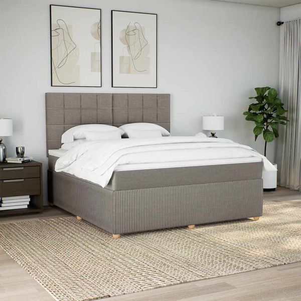 vidaXL Posteľný rám boxspring s matracom sivohned 180x200 cm látka