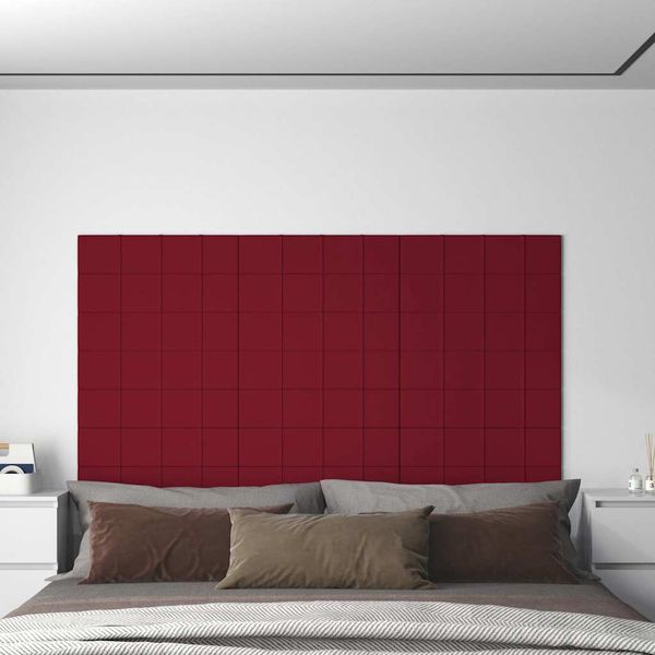 vidaXL Nástenné panely 12 ks vínovočervené 60x15 cm zamat 1,08 m²