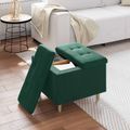 vidaXL Ottoman s Úložným Priestorom Tmavozelená 60 x 60 x 45 cm Zamat