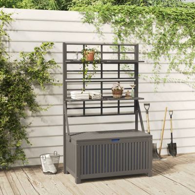 vidaXL Úložný box s mriežkou sivý 99x50x160 cm akáciový masív